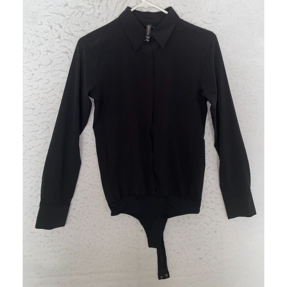 Athleta River North Bodysuit Womens XXS Black Minimalist Office Glam Goth